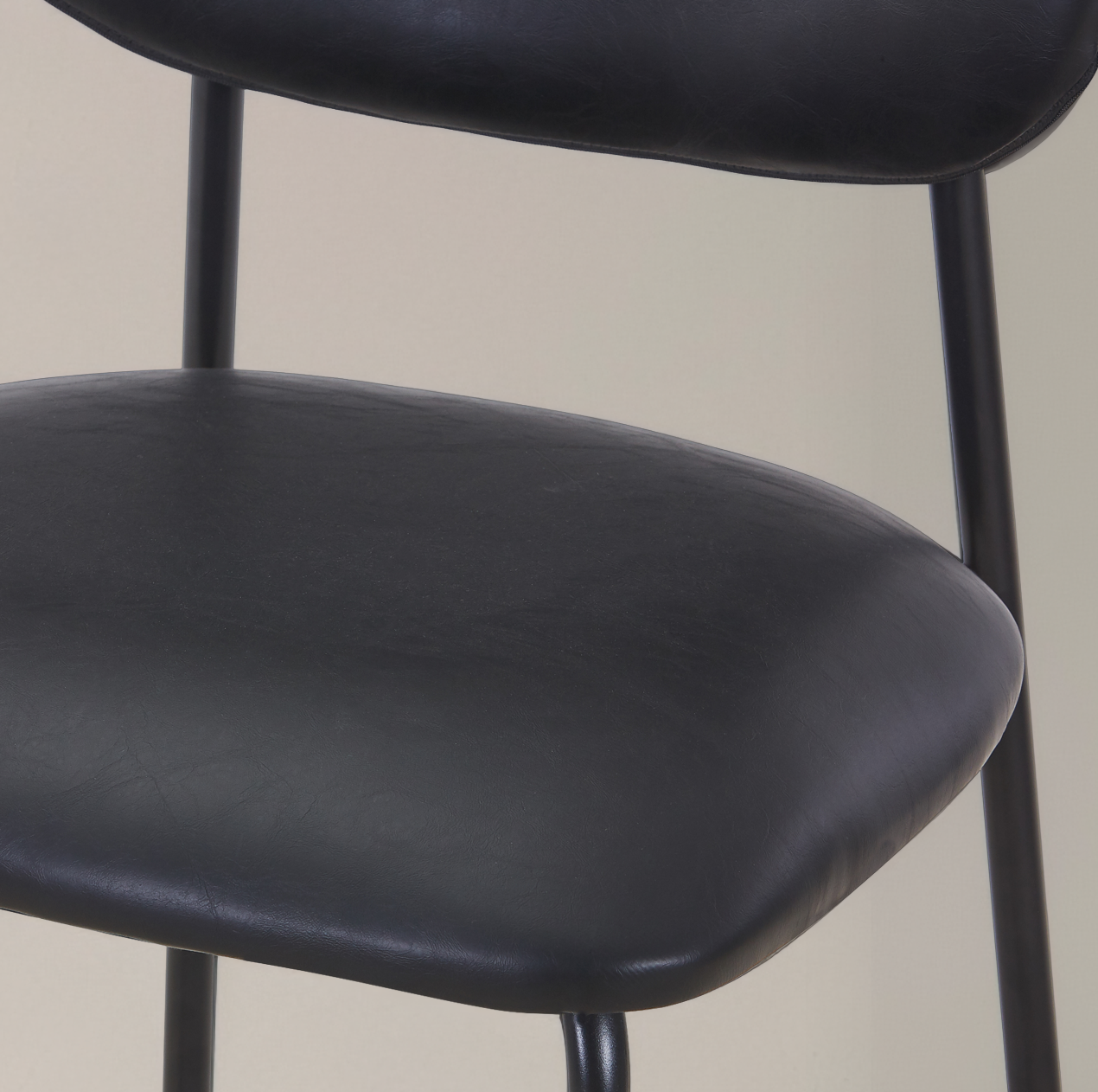 CLAPA Leather Counter Stool, Black, 25.6"