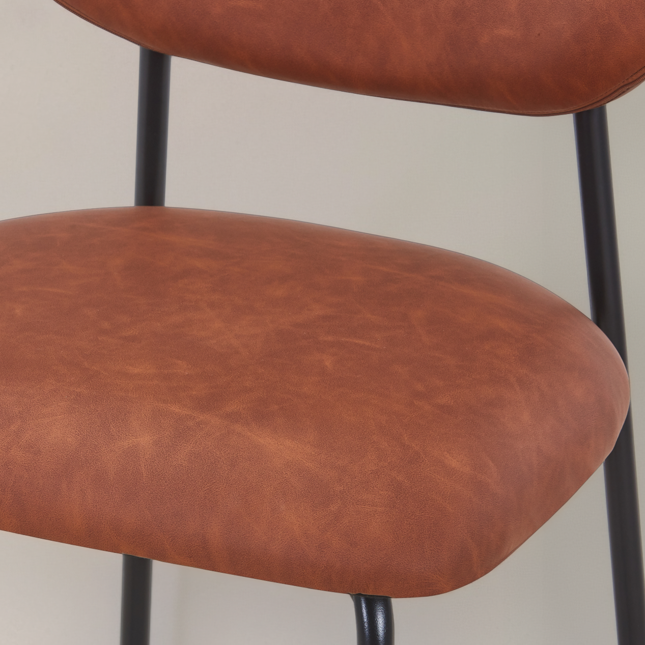 CLAPA Leather Counter Stool, Brown, 25.6"