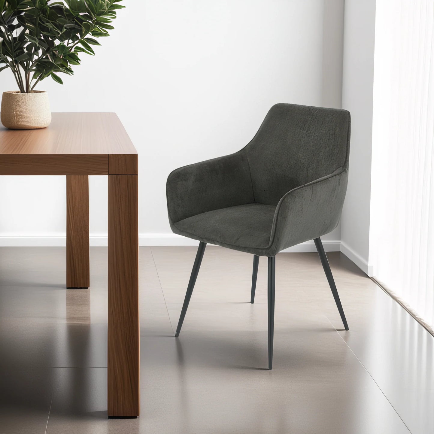 ELARA Corduroy Fabric Armchair, Black