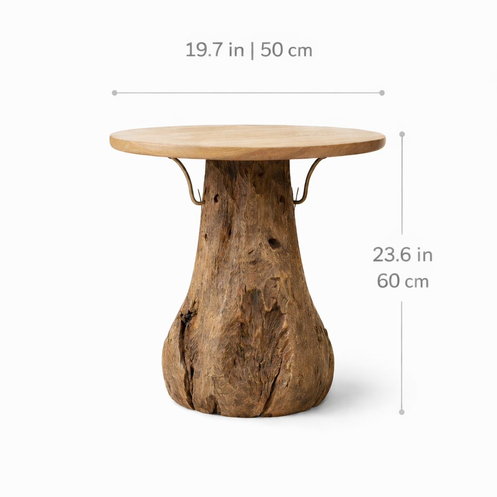 Monroe 19.7" Solid Teak Root Side Table