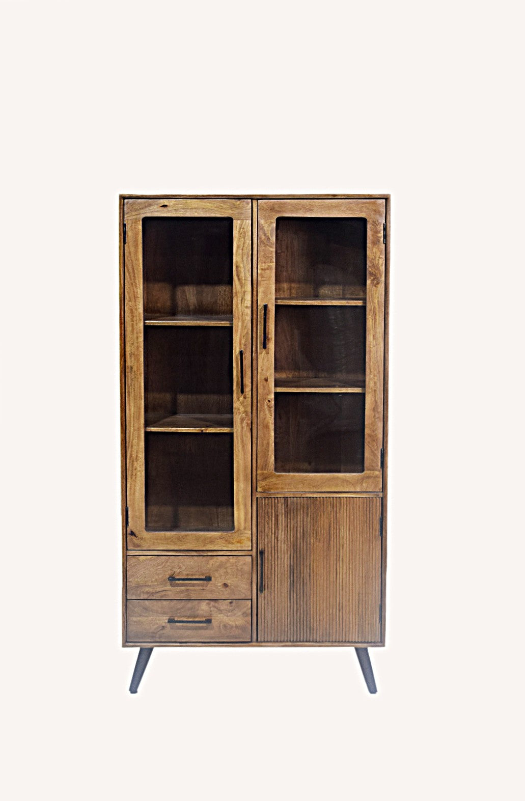 Armoire Arezzo en bois de manguier portes vitrées
