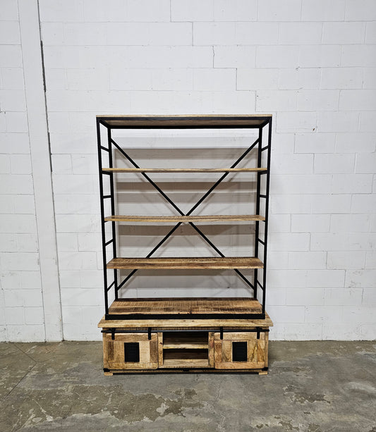 Farmhouse bookcase in raw mango wood