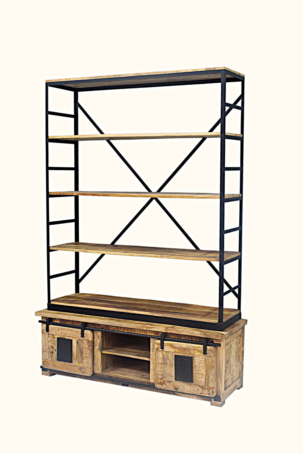 Farmhouse bookcase in raw mango wood