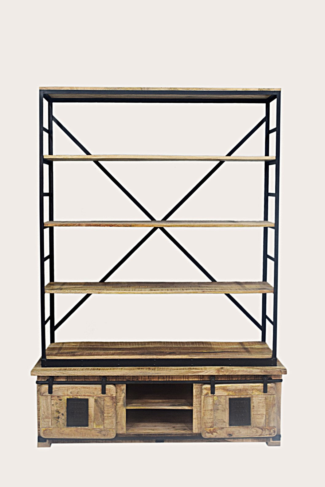 Farmhouse bookcase in raw mango wood
