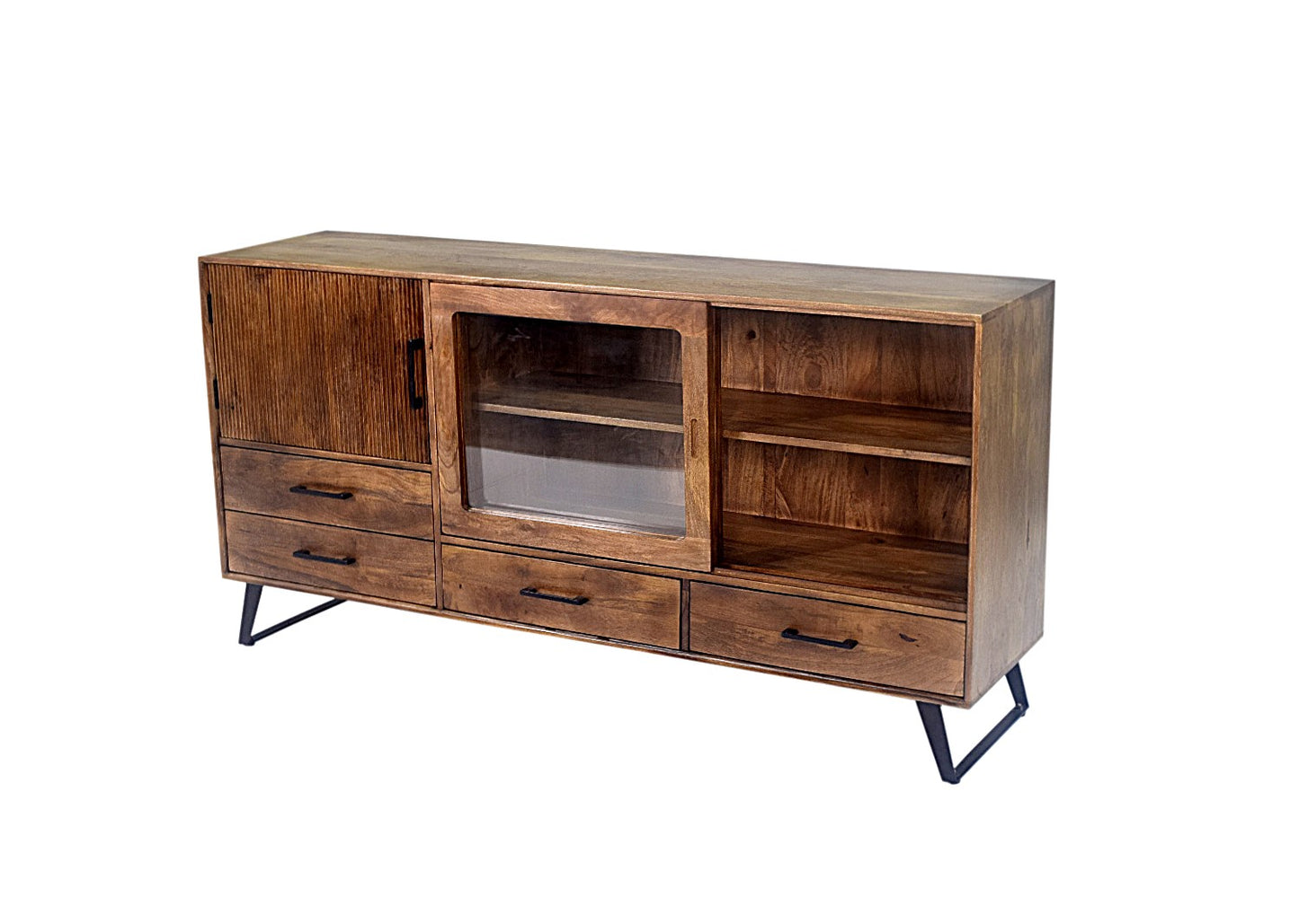 Arezzo sideboard in mango wood with sliding glass doors