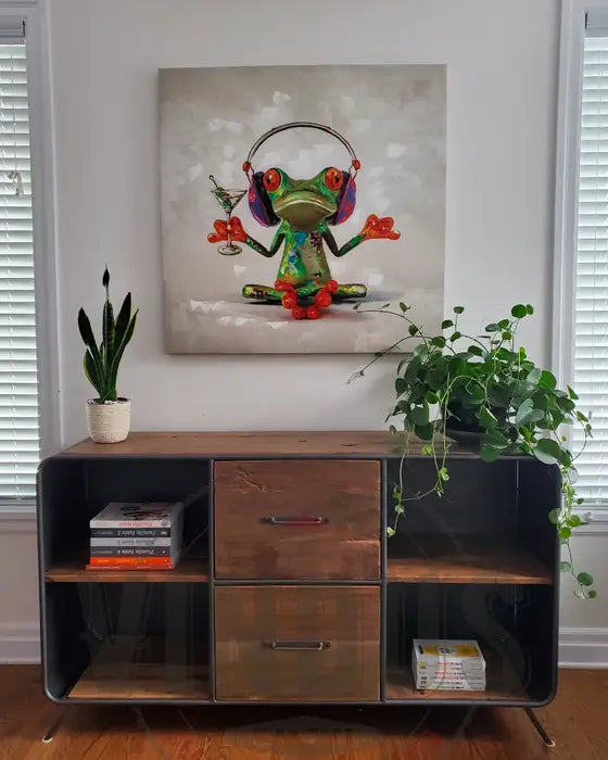 Buffet style rétro bois recyclé et acier