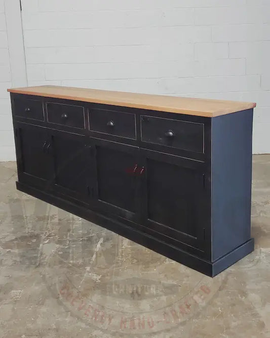 Country sideboard in mango wood with antique black finish