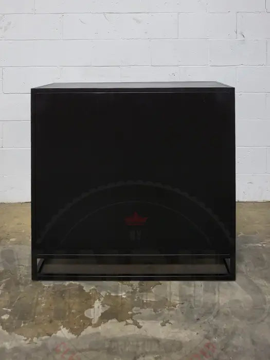 Commode en bois de manguier et structure d'acier noir