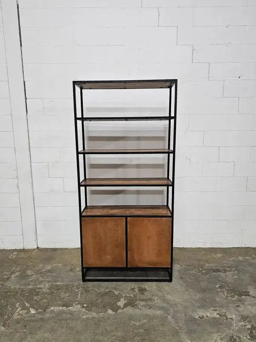 Étagère en Bois d'Acacia 2 portes sur structure d'acier noir Vindus Furniture