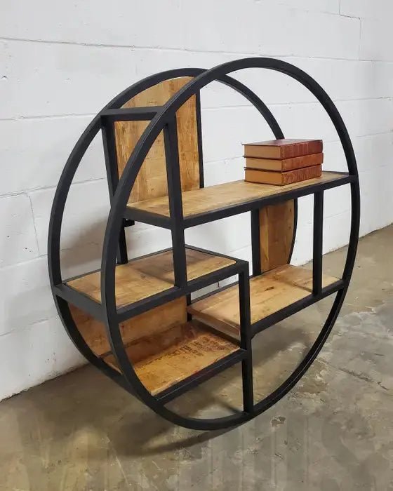 Étagère murale rond en bois de manguier et acier Vindus Furniture
