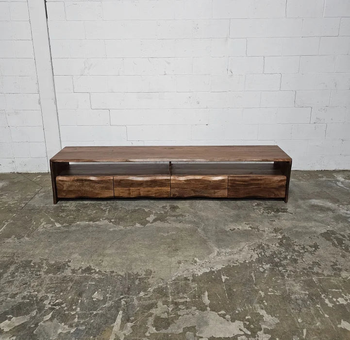 Live Edge Acacia Wood TV Stand (Walnut) with 4 Drawers