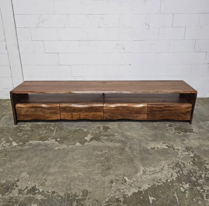 Live Edge Acacia Wood TV Stand (Walnut) with 4 Drawers