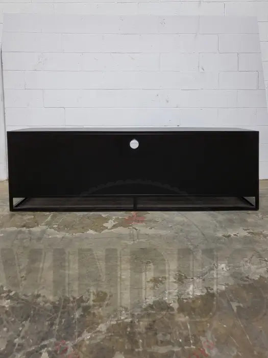 TV cabinet in mango wood and black steel structure