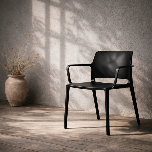 Pamela Stackable Dining Armchair, Black