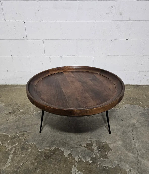 Round coffee table in mango wood (Walnut)