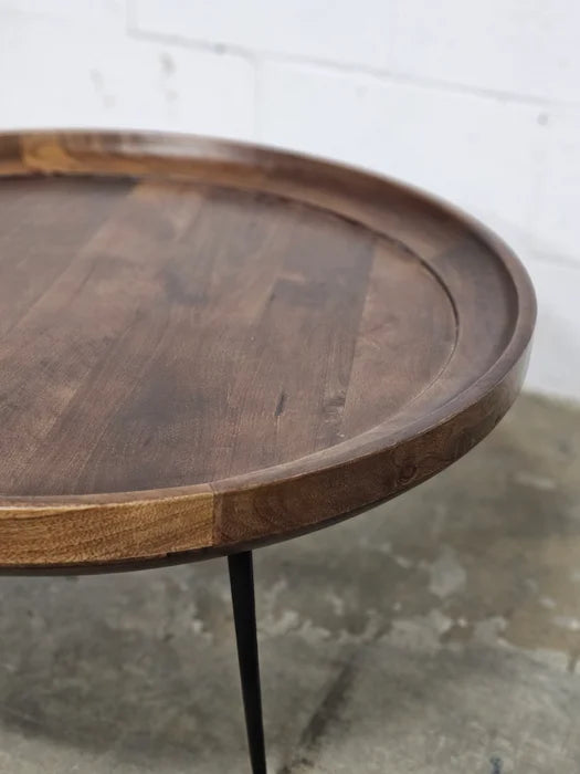 Round coffee table in mango wood (Walnut)