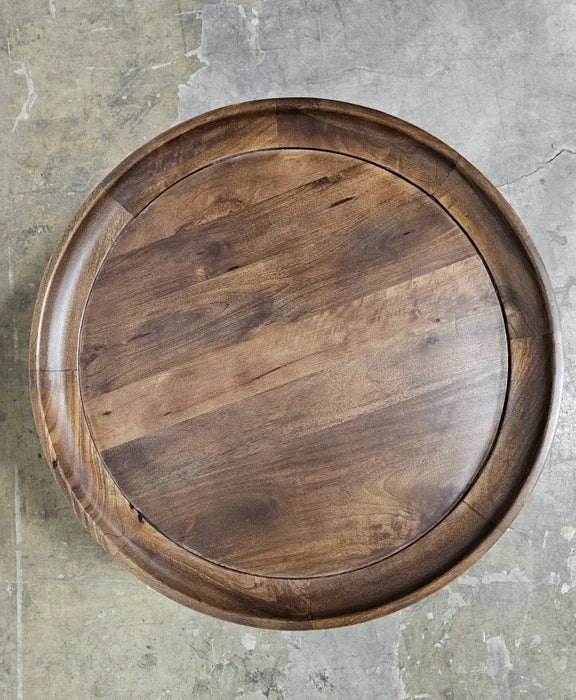 Round coffee table in mango wood (Walnut)