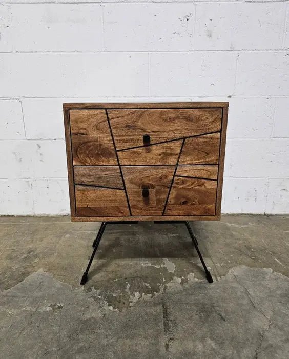 Table d'appoint style Mid-Century en bois D'Acacia avec 2 tiroirs Vindus Furniture