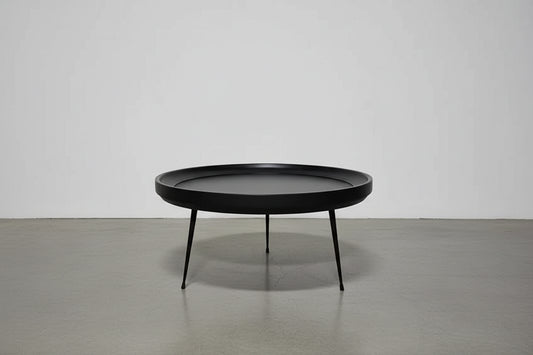 Table à Café ronde en bois de manguier fini noir Vindus Furniture