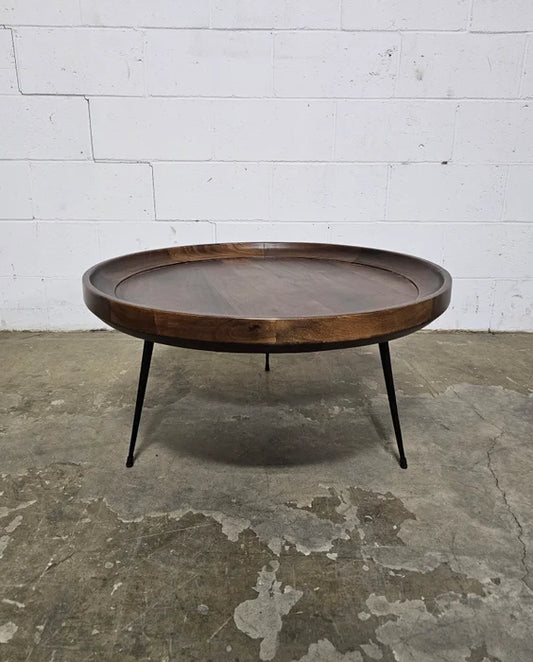 Round coffee table in mango wood (Walnut)