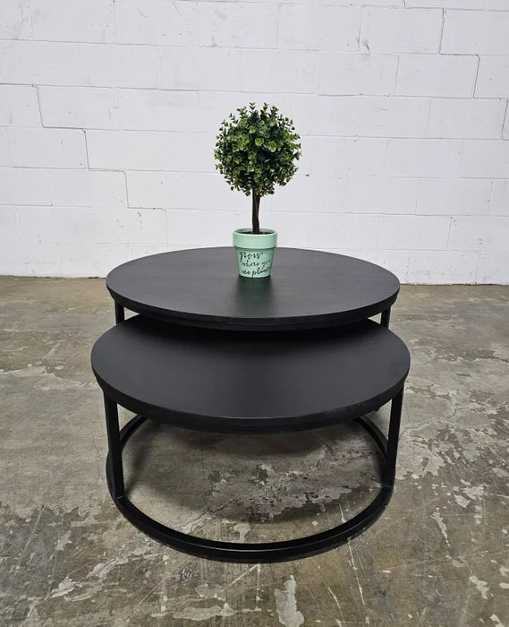 Acacia Wood Nesting Coffee Tables (Black)