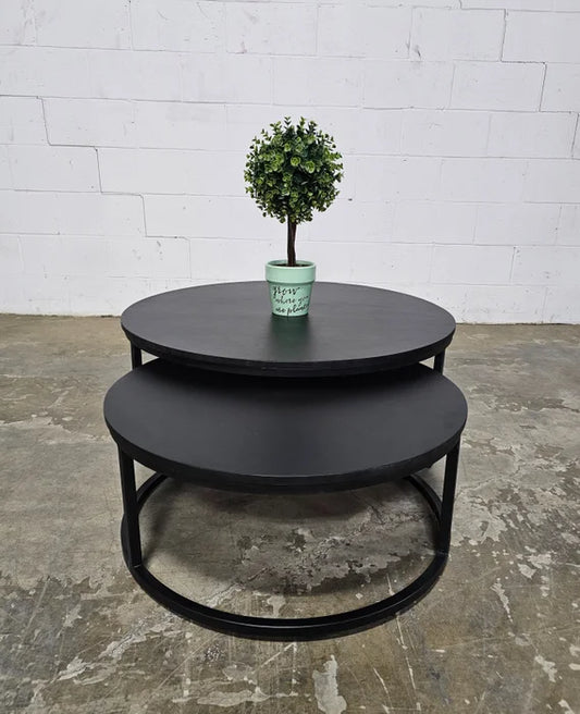Acacia Wood Nesting Coffee Tables (Black)