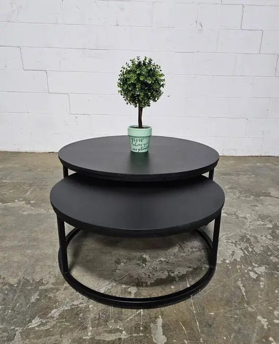 Tables à Café gigogne en bois d'Acacia (Noir) Vindus Furniture