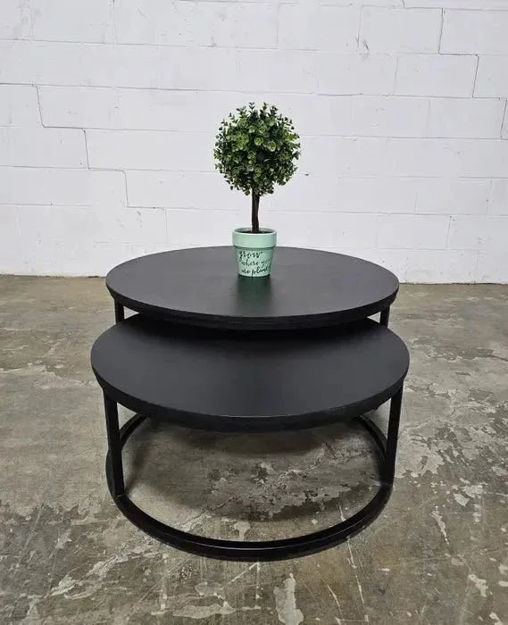 Tables à Café gigogne en bois d'Acacia (Noir) Vindus Furniture