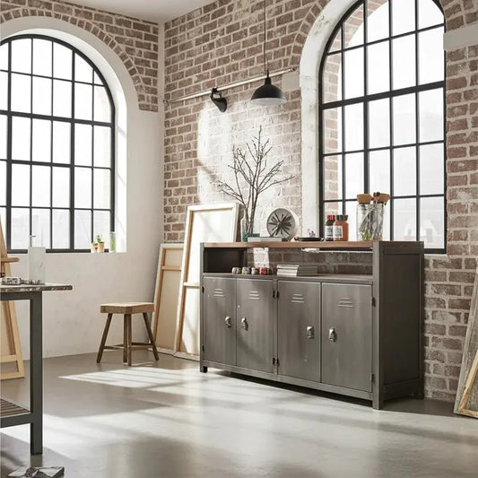 Buffet industriel en bois recyclé et acier brut Vindus Furniture