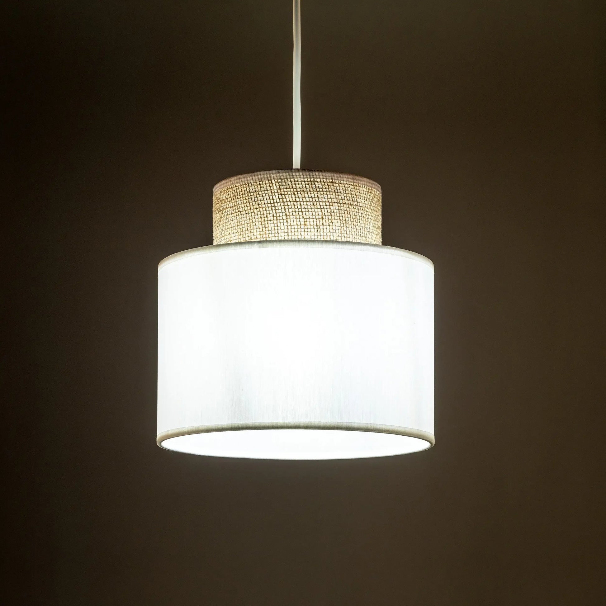 DUO White Jute Natural Pendant Light LumoCrafts
