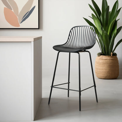 PEARL Plastic Counter Stool, Black, 25.6"