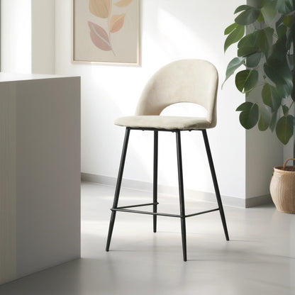 PIERCE Fabric Counter Stool, Beige, 25.6"