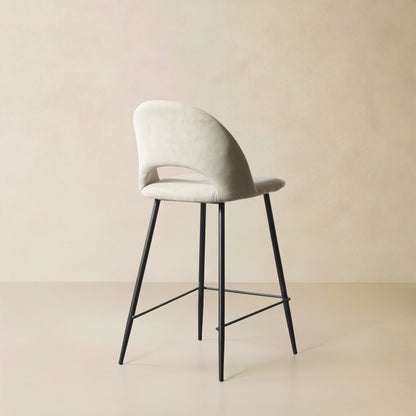 PIERCE Fabric Counter Stool, Beige, 25.6"