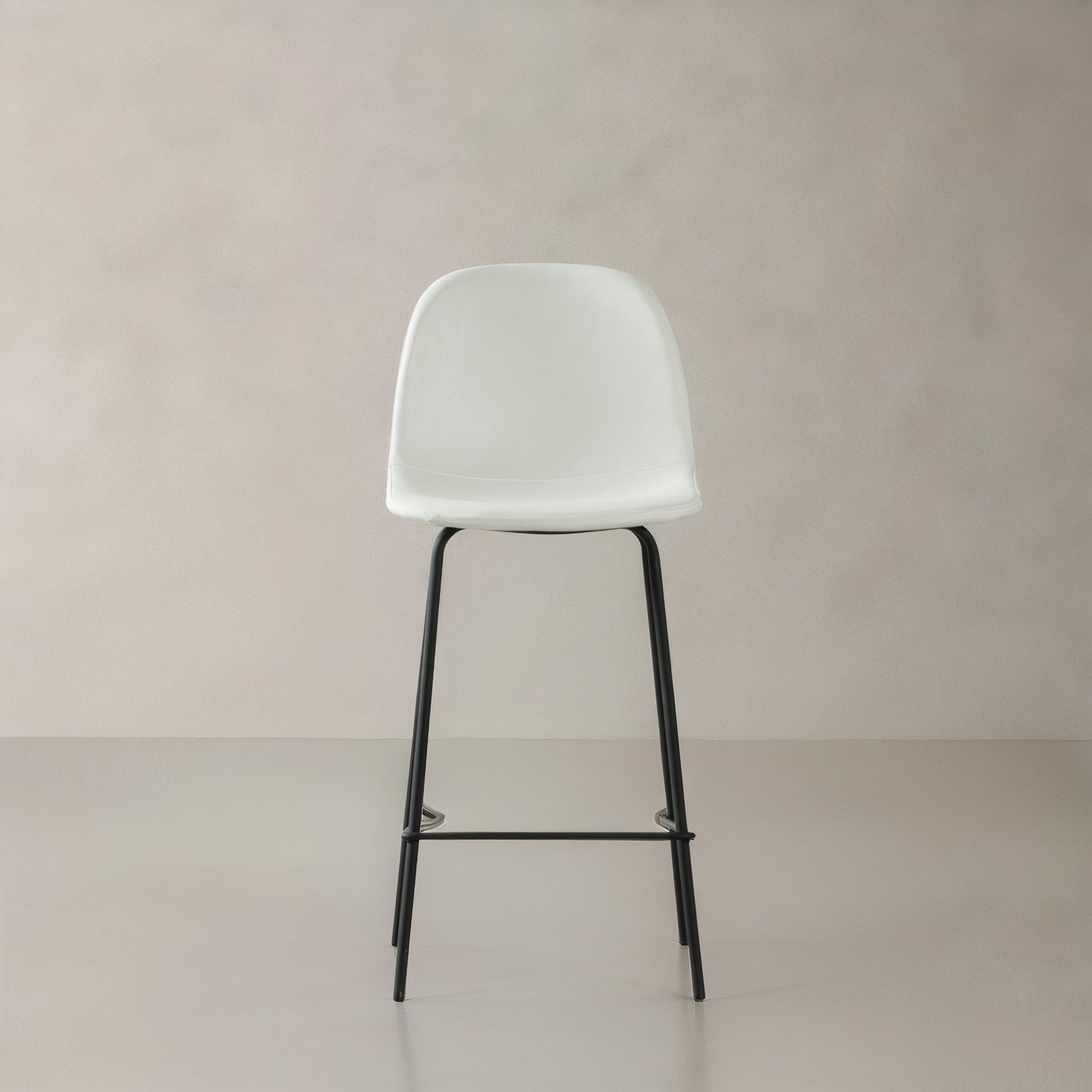 ROMA Leather Counter Stool, White, 25.6"