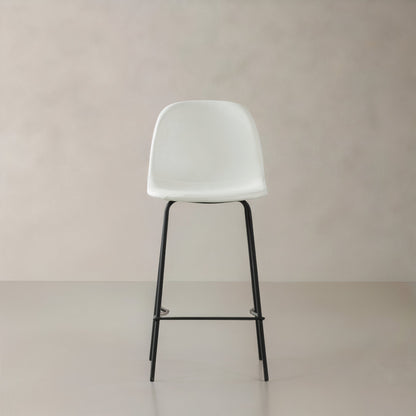 ROMA Leather Counter Stool, White, 25.6"