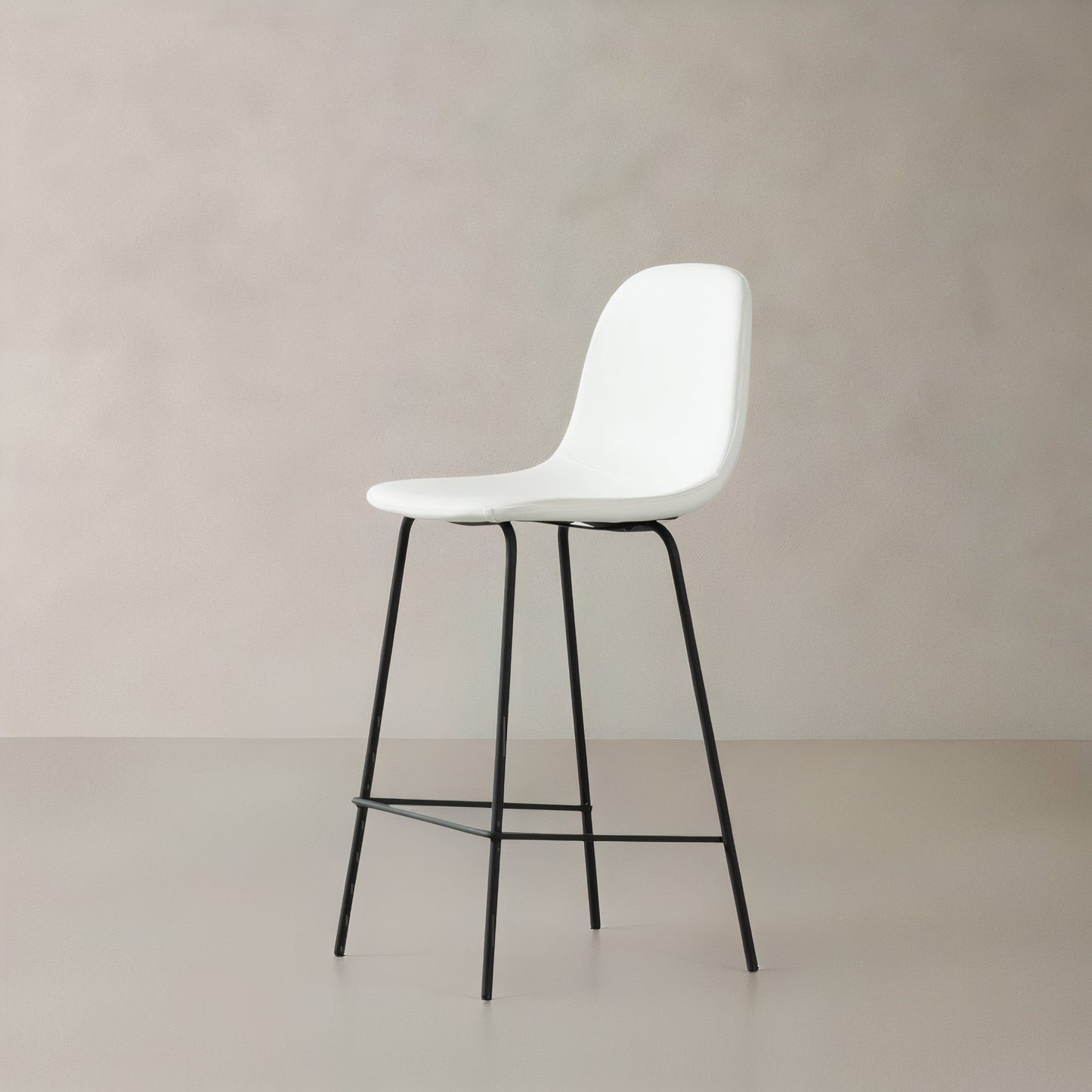 ROMA Leather Counter Stool, White, 25.6"