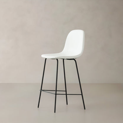 ROMA Leather Counter Stool, White, 25.6"