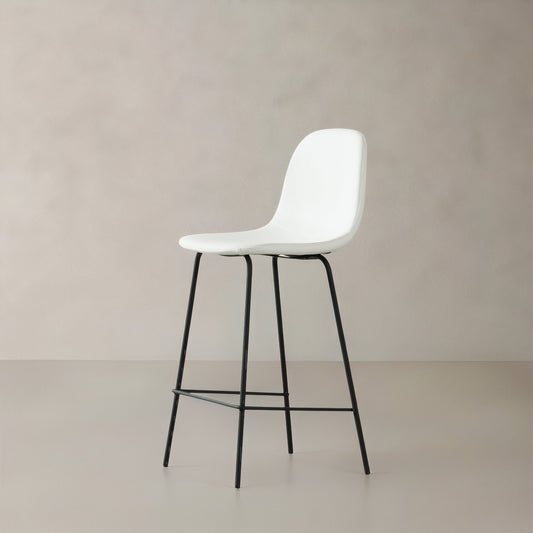 ROMA Leather Counter Stool, White, 25.6"