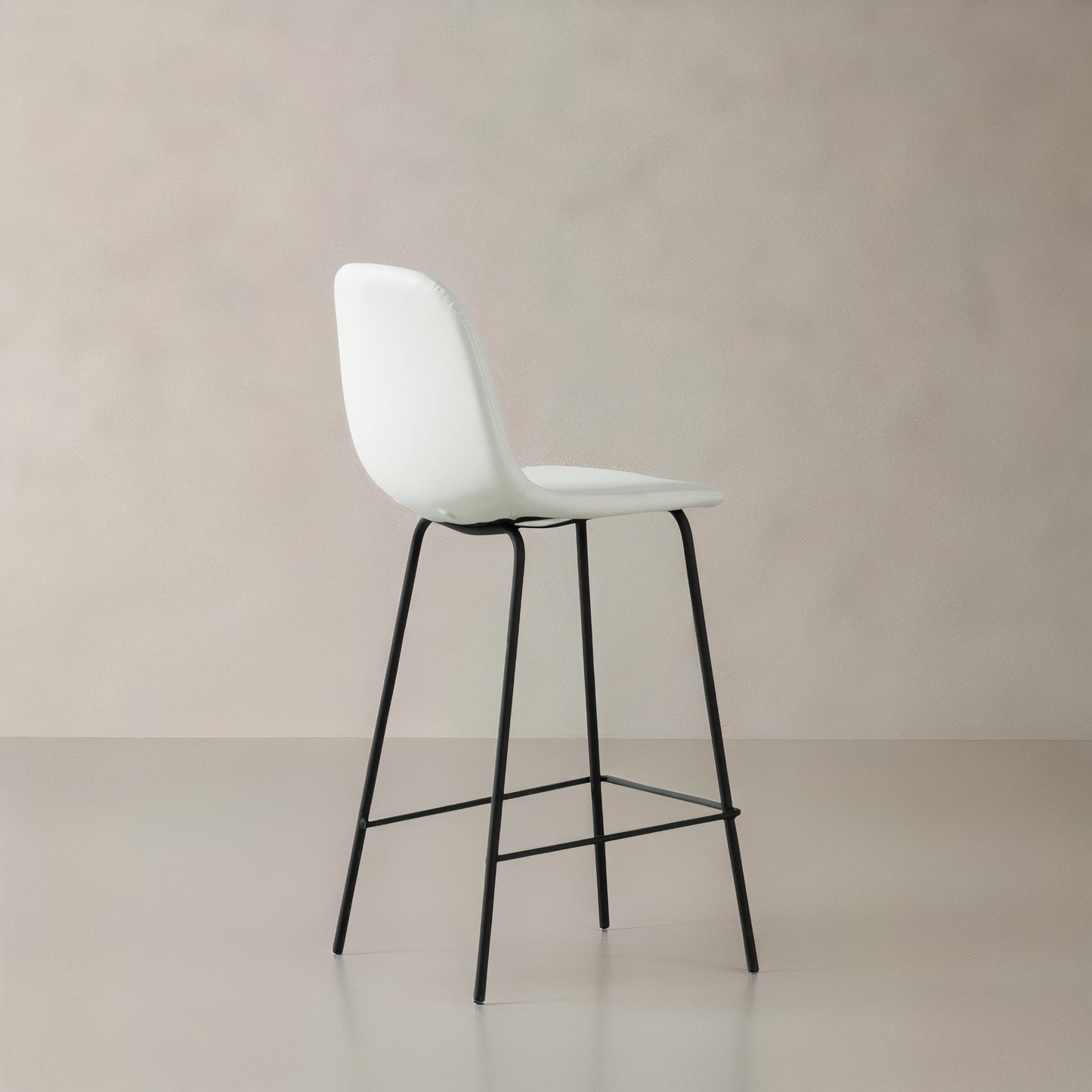 ROMA Leather Counter Stool, White, 25.6"