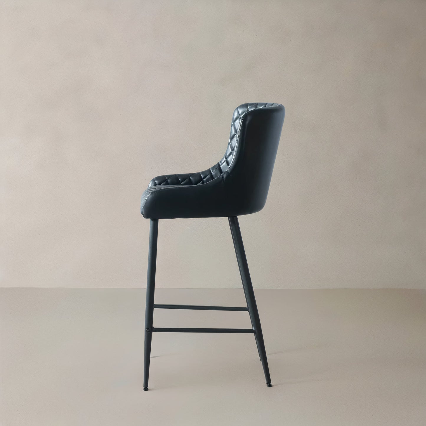 VICTOR Leather Counter Stool, Black, 25.6"