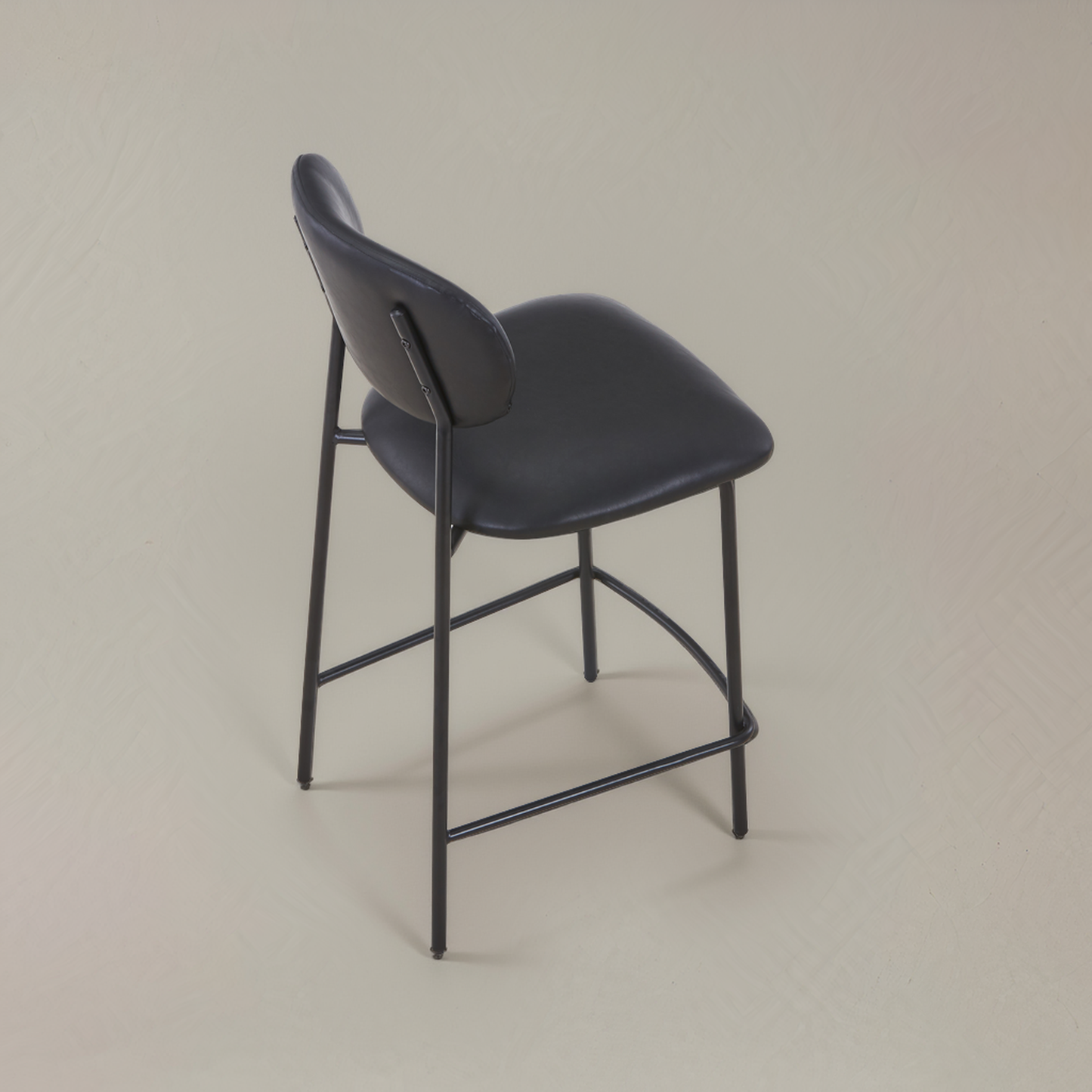 CLAPA Leather Counter Stool, Black, 25.6"