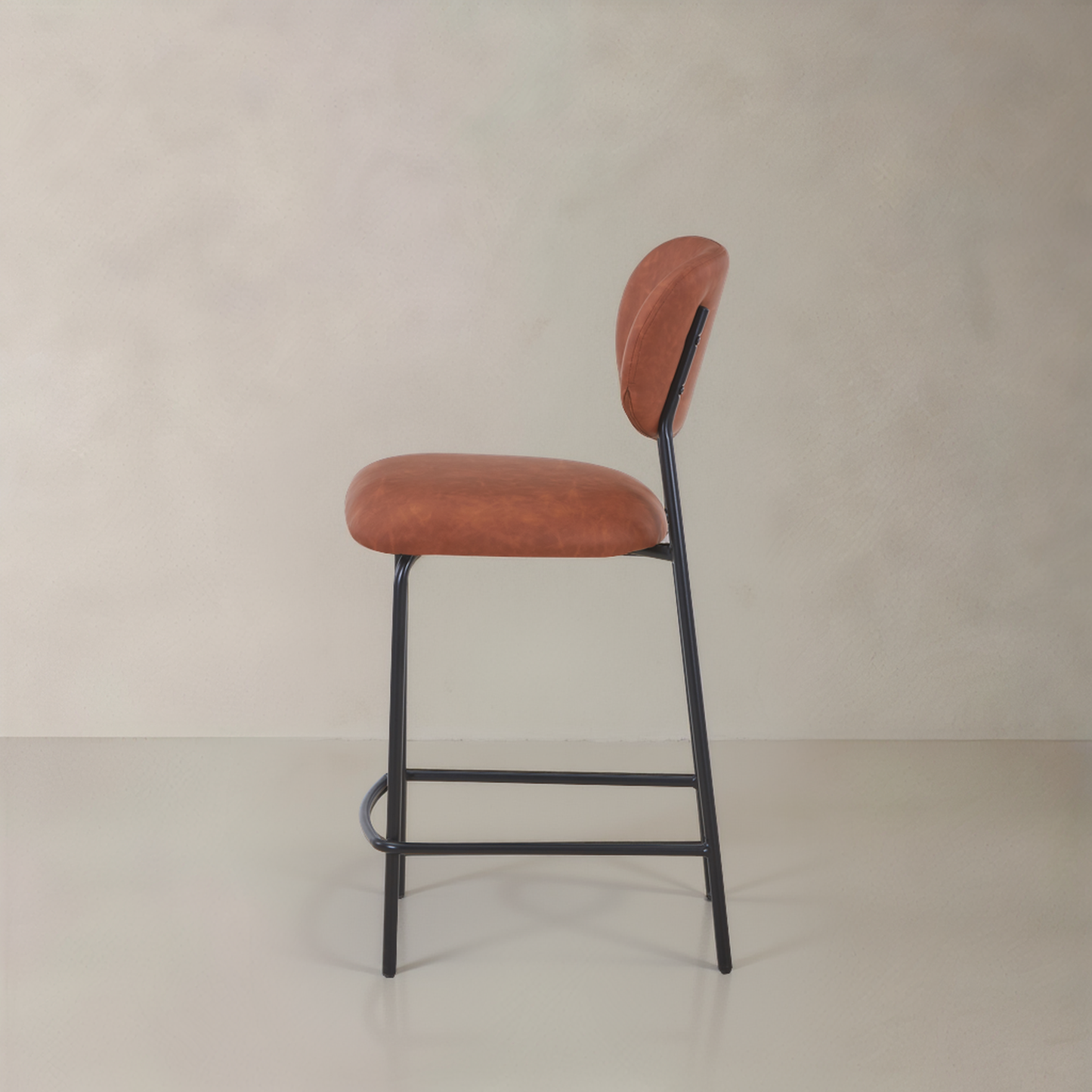 CLAPA Leather Counter Stool, Brown, 25.6"