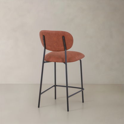 CLAPA Leather Counter Stool, Brown, 25.6"