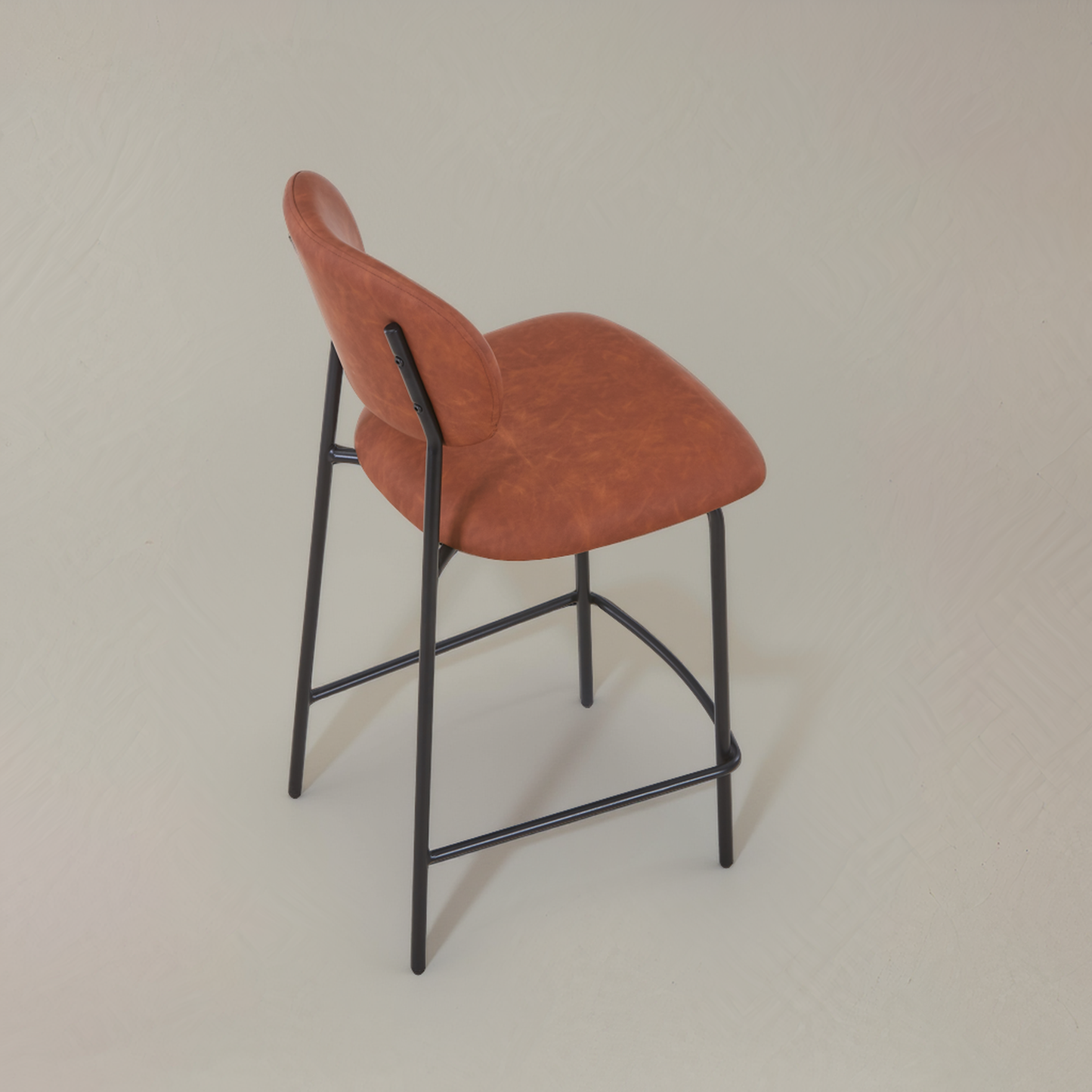 CLAPA Leather Counter Stool, Brown, 25.6"