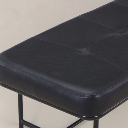 ROMA Leather Bench, Black, 62.9"