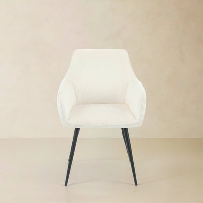 ELARA Corduroy Fabric Armchair, Cream