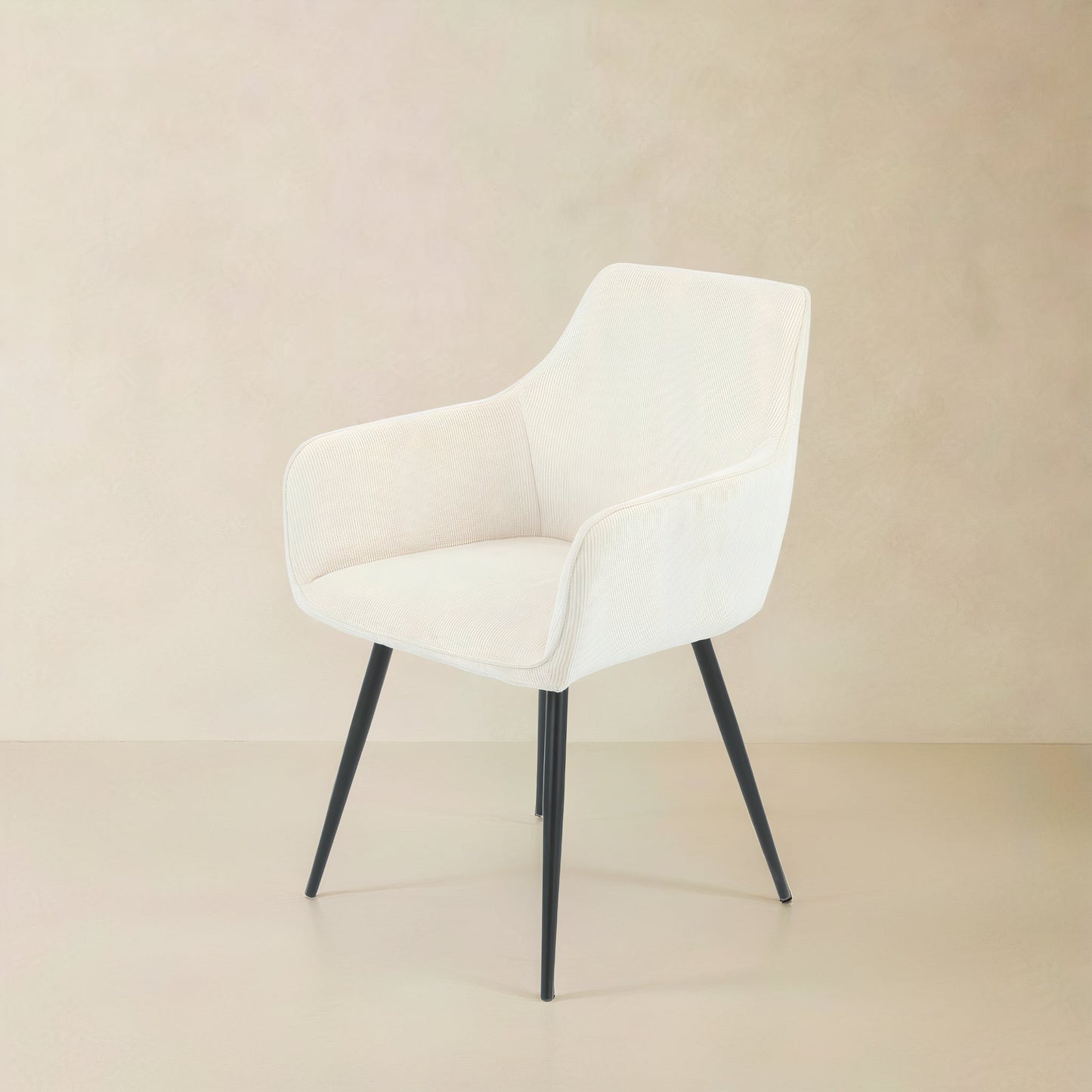 ELARA Corduroy Fabric Armchair, Cream
