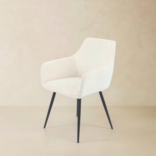 ELARA Corduroy Fabric Armchair, Cream