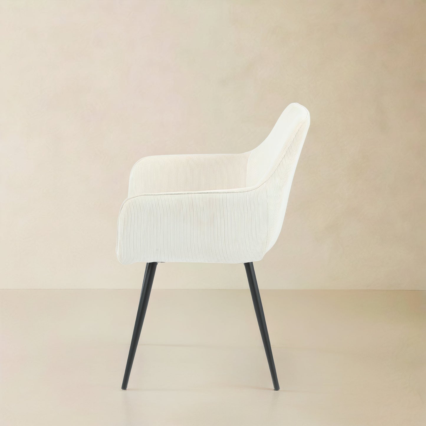 ELARA Corduroy Fabric Armchair, Cream