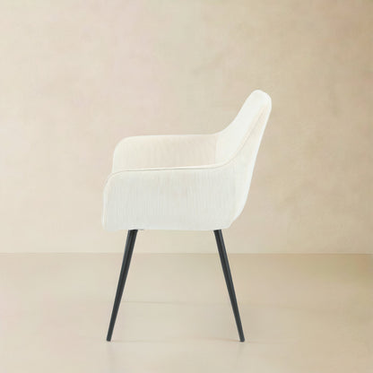 ELARA Corduroy Fabric Armchair, Cream
